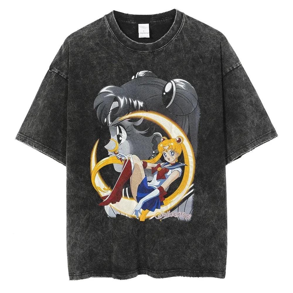 Sailor Moon Anime Y2K Retro Vintage, Washed T-shirt Summer New Cotton Unisex