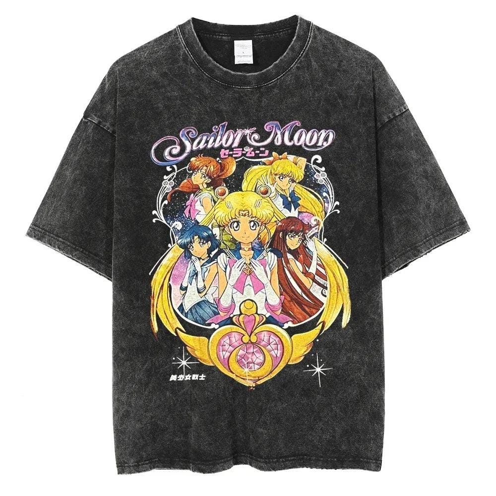 Sailor Moon Anime Y2K Retro Vintage, Washed T-shirt Summer New Cotton Unisex