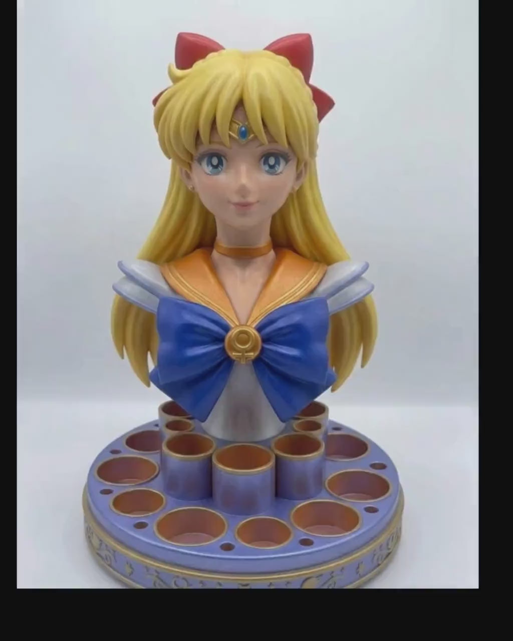 Magical Girl Makeup Brush Holder, Anime Inspired Bust Organizer, Kawaii Vanity Storage, 3D Printed Desk Decor, Cute Gift for Her