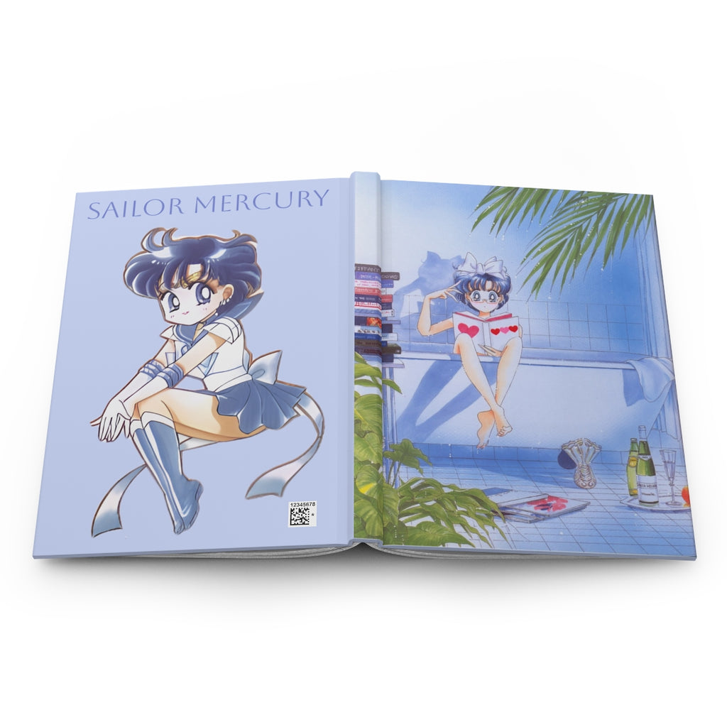 Sailor Mercury Hardcover Journal — Anime Bath Scene & Character Notebook